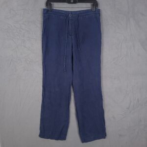 Tommy Bahama Pants Womens Relax Leigh Fit 100% Linen Navy Sz 2 Drawstring Button